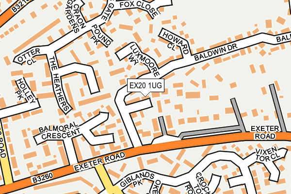EX20 1UG map - OS OpenMap – Local (Ordnance Survey)
