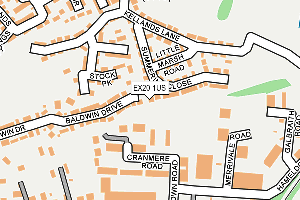 EX20 1US map - OS OpenMap – Local (Ordnance Survey)