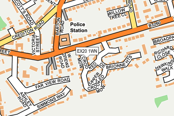 EX20 1WN map - OS OpenMap – Local (Ordnance Survey)