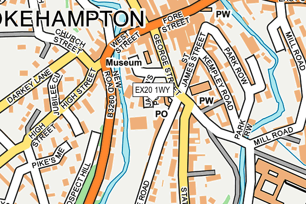 EX20 1WY map - OS OpenMap – Local (Ordnance Survey)