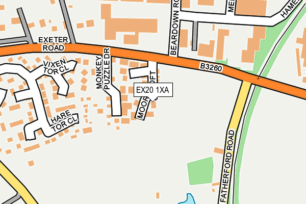 EX20 1XA map - OS OpenMap – Local (Ordnance Survey)