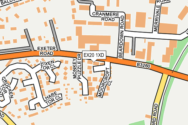 EX20 1XD map - OS OpenMap – Local (Ordnance Survey)