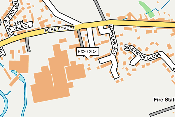 EX20 2DZ map - OS OpenMap – Local (Ordnance Survey)