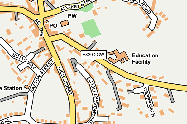 EX20 2GW map - OS OpenMap – Local (Ordnance Survey)