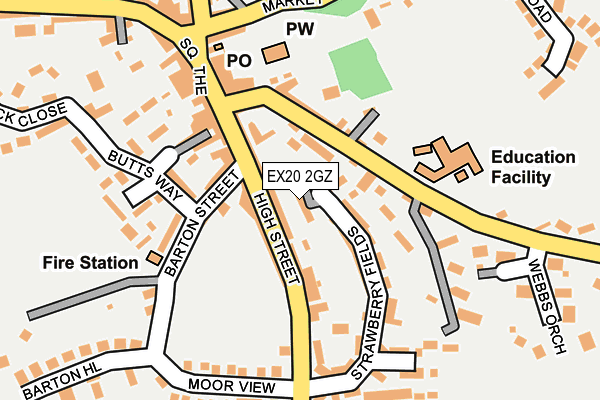 EX20 2GZ map - OS OpenMap – Local (Ordnance Survey)