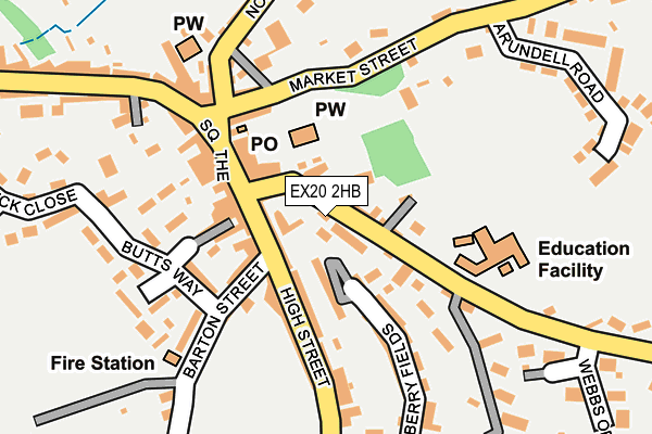 EX20 2HB map - OS OpenMap – Local (Ordnance Survey)