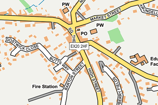 EX20 2HF map - OS OpenMap – Local (Ordnance Survey)