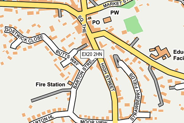 EX20 2HN map - OS OpenMap – Local (Ordnance Survey)