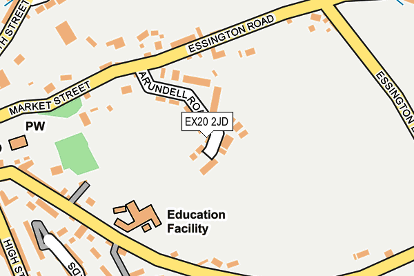 EX20 2JD map - OS OpenMap – Local (Ordnance Survey)