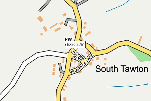 EX20 2LW map - OS OpenMap – Local (Ordnance Survey)