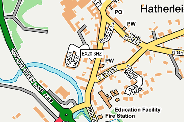 EX20 3HZ map - OS OpenMap – Local (Ordnance Survey)