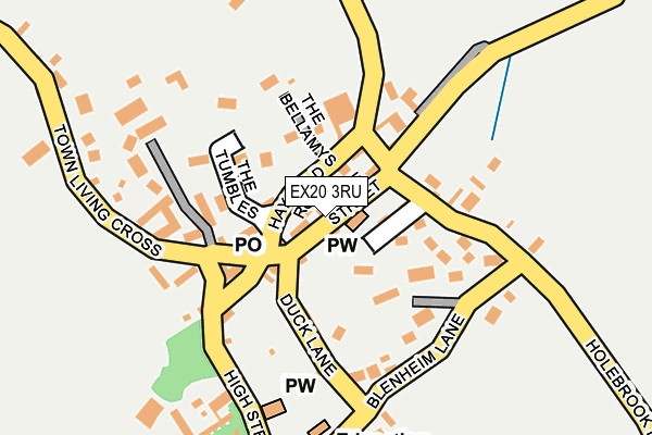 EX20 3RU map - OS OpenMap – Local (Ordnance Survey)