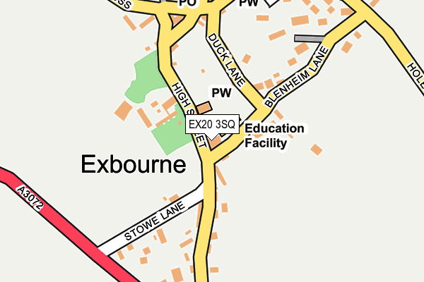EX20 3SQ map - OS OpenMap – Local (Ordnance Survey)