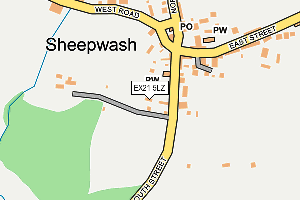 EX21 5LZ map - OS OpenMap – Local (Ordnance Survey)