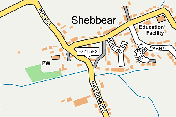 EX21 5RX map - OS OpenMap – Local (Ordnance Survey)