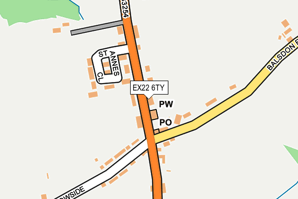 EX22 6TY map - OS OpenMap – Local (Ordnance Survey)