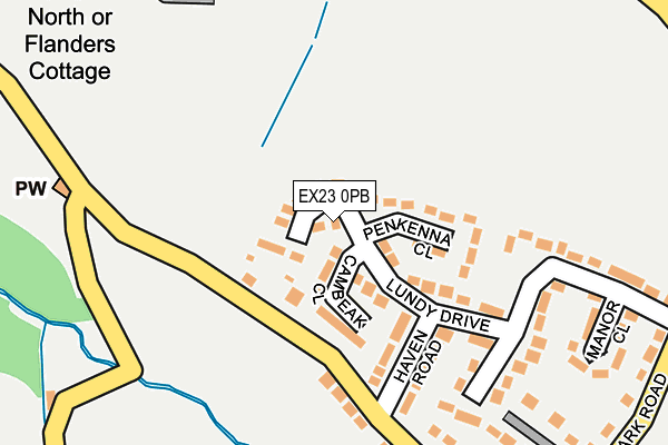 EX23 0PB map - OS OpenMap – Local (Ordnance Survey)