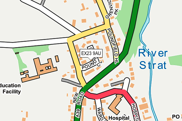 EX23 9AU map - OS OpenMap – Local (Ordnance Survey)