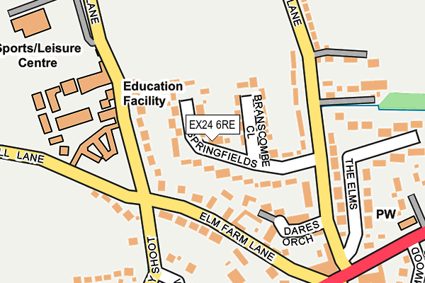 EX24 6RE map - OS OpenMap – Local (Ordnance Survey)