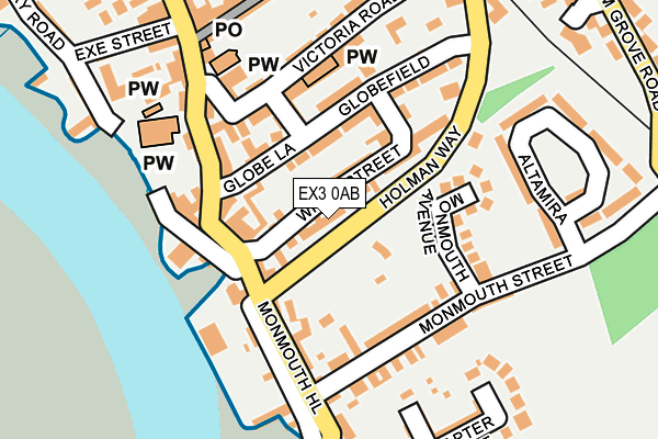 EX3 0AB map - OS OpenMap – Local (Ordnance Survey)
