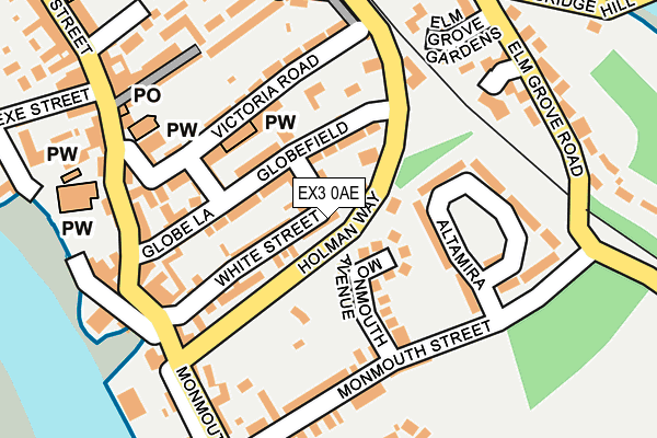 EX3 0AE map - OS OpenMap – Local (Ordnance Survey)