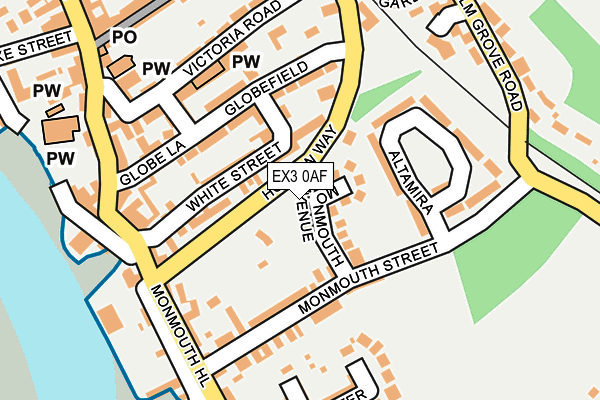 EX3 0AF map - OS OpenMap – Local (Ordnance Survey)