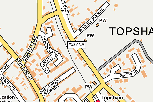 EX3 0BW map - OS OpenMap – Local (Ordnance Survey)