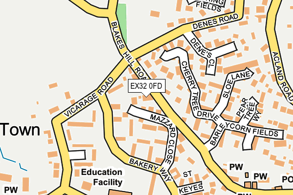 EX32 0FD map - OS OpenMap – Local (Ordnance Survey)
