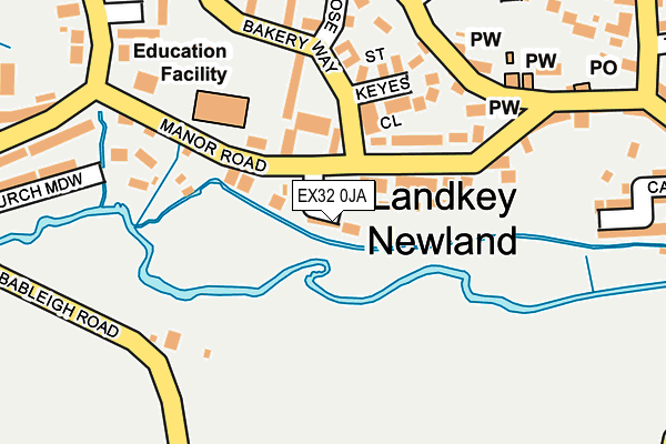 EX32 0JA map - OS OpenMap – Local (Ordnance Survey)