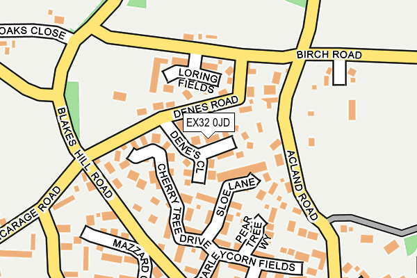 EX32 0JD map - OS OpenMap – Local (Ordnance Survey)