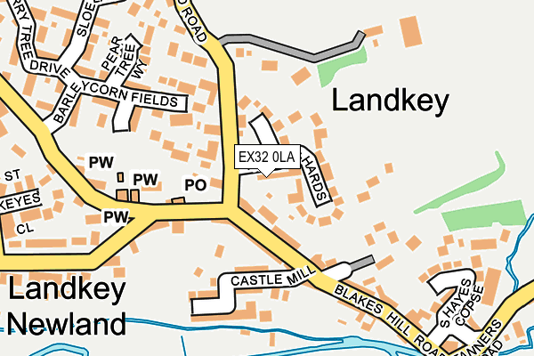 EX32 0LA map - OS OpenMap – Local (Ordnance Survey)