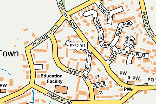 EX32 0LL map - OS OpenMap – Local (Ordnance Survey)