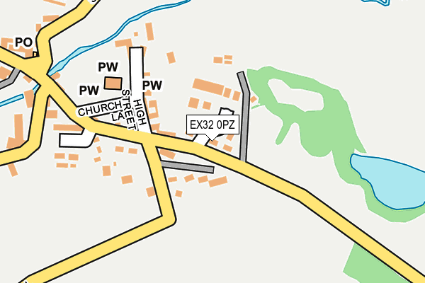 EX32 0PZ map - OS OpenMap – Local (Ordnance Survey)