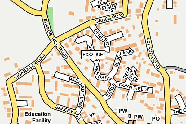EX32 0UE map - OS OpenMap – Local (Ordnance Survey)
