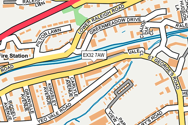 EX32 7AW map - OS OpenMap – Local (Ordnance Survey)