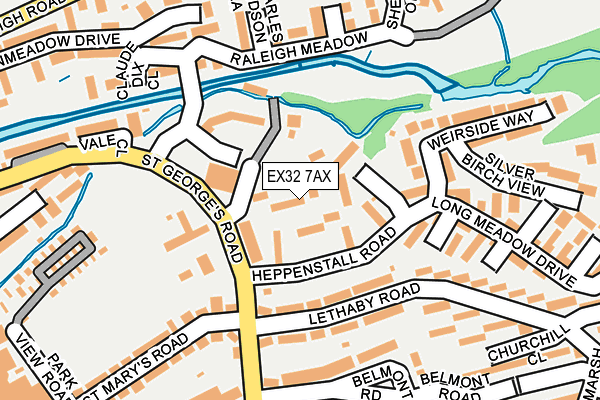 EX32 7AX map - OS OpenMap – Local (Ordnance Survey)