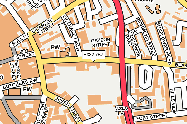 EX32 7BZ map - OS OpenMap – Local (Ordnance Survey)