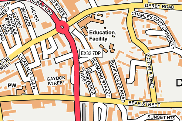 EX32 7DP map - OS OpenMap – Local (Ordnance Survey)