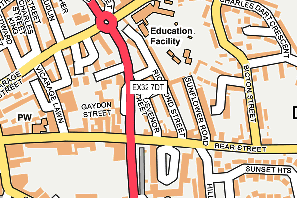 EX32 7DT map - OS OpenMap – Local (Ordnance Survey)