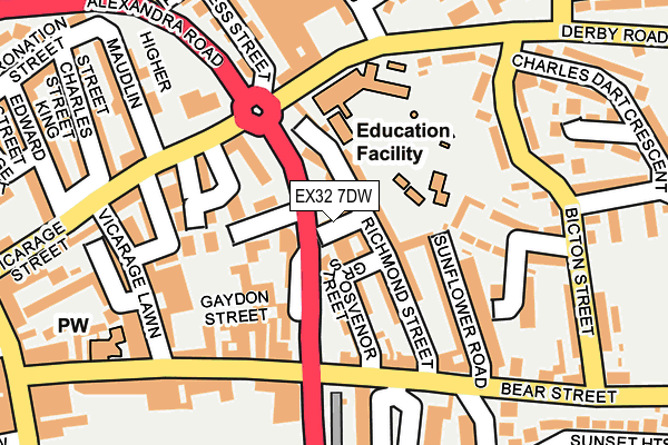 EX32 7DW map - OS OpenMap – Local (Ordnance Survey)