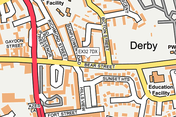 EX32 7DX map - OS OpenMap – Local (Ordnance Survey)