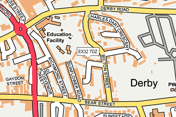 EX32 7DZ map - OS OpenMap – Local (Ordnance Survey)