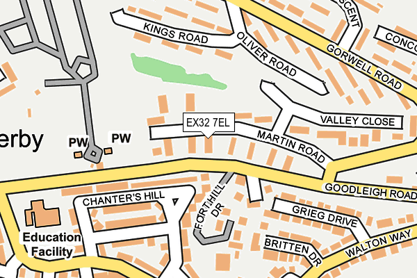 EX32 7EL map - OS OpenMap – Local (Ordnance Survey)