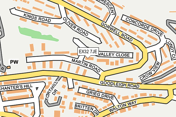 EX32 7JE map - OS OpenMap – Local (Ordnance Survey)