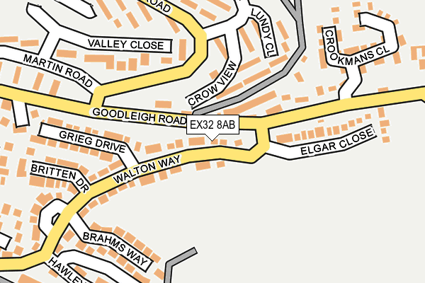 EX32 8AB map - OS OpenMap – Local (Ordnance Survey)
