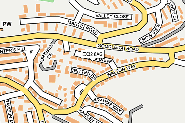 EX32 8AG map - OS OpenMap – Local (Ordnance Survey)