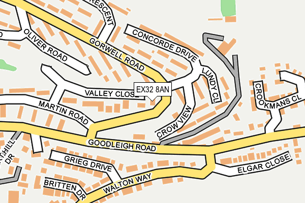 EX32 8AN map - OS OpenMap – Local (Ordnance Survey)