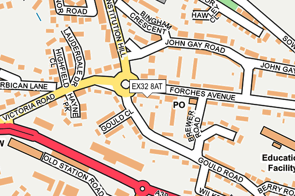 EX32 8AT map - OS OpenMap – Local (Ordnance Survey)
