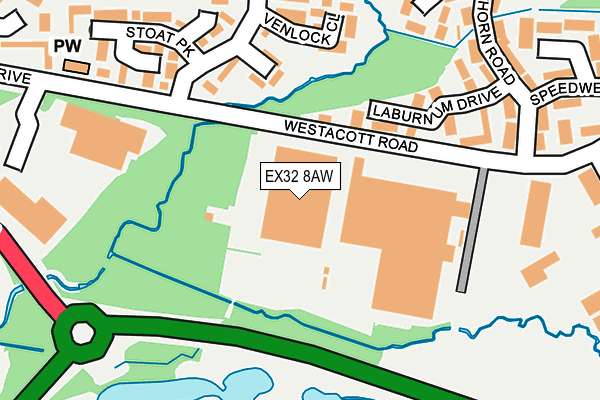 EX32 8AW map - OS OpenMap – Local (Ordnance Survey)