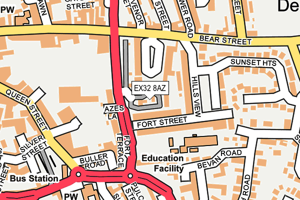 EX32 8AZ map - OS OpenMap – Local (Ordnance Survey)
